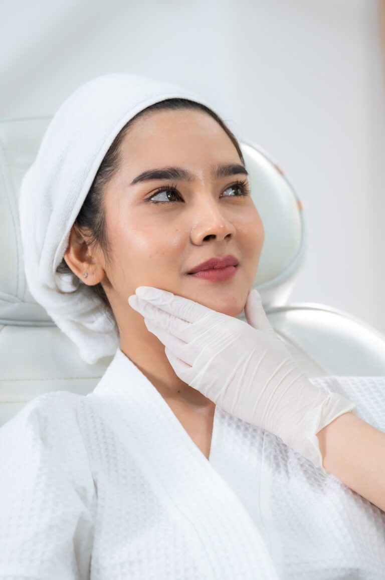 young Asian woman making cosmetology treatment skin injection, Mesotherapy of face beauty care